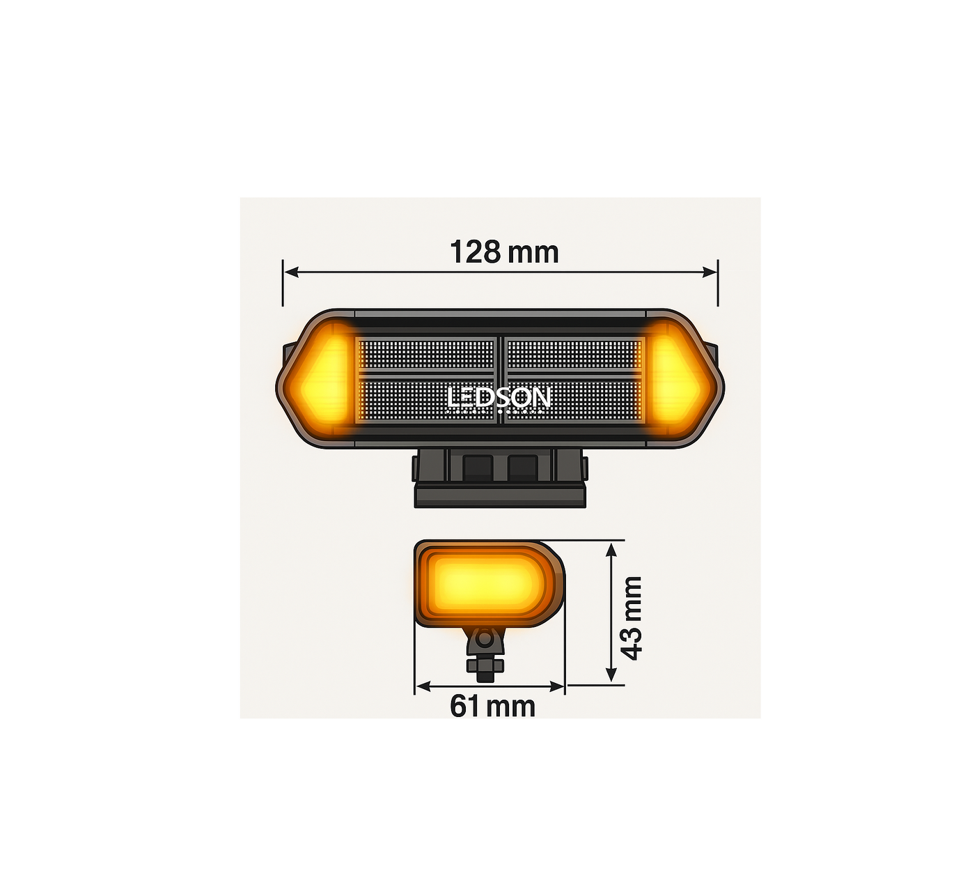 Kombilygte - Arbejdslys, baklys, blitz og markeringslys ( Gul eller Rød )