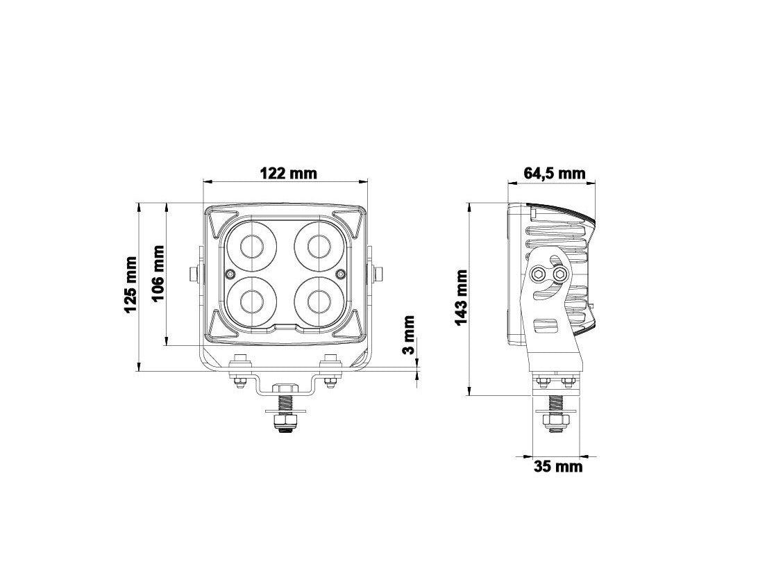 Arbejdslys m. indbygget varme i glasset