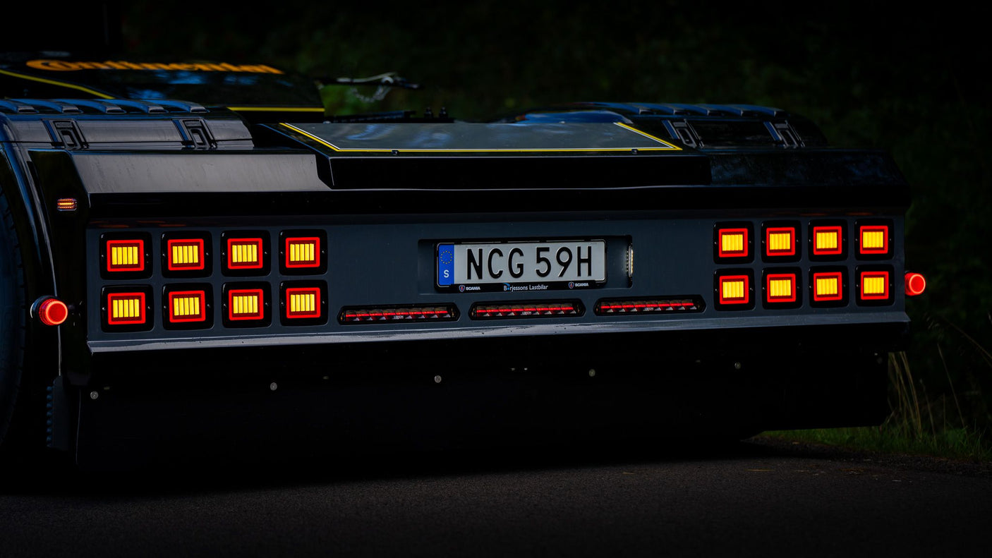 Kombilygte 35,7cm - arbejdslys og baklys m. advarselslys samt markeringslys ( Gul eller Rød )