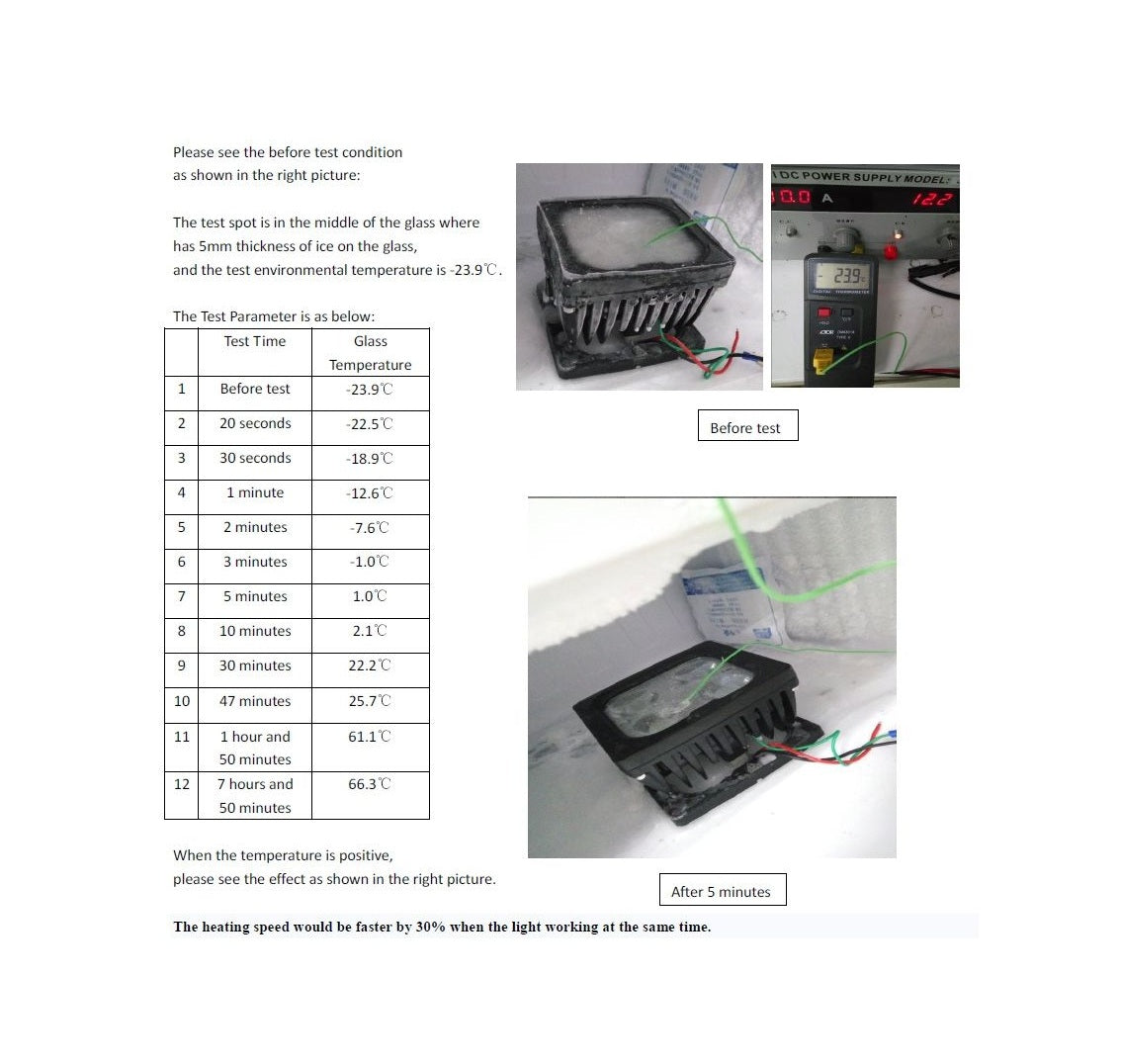Arbejdslys m. indbygget varme i glasset