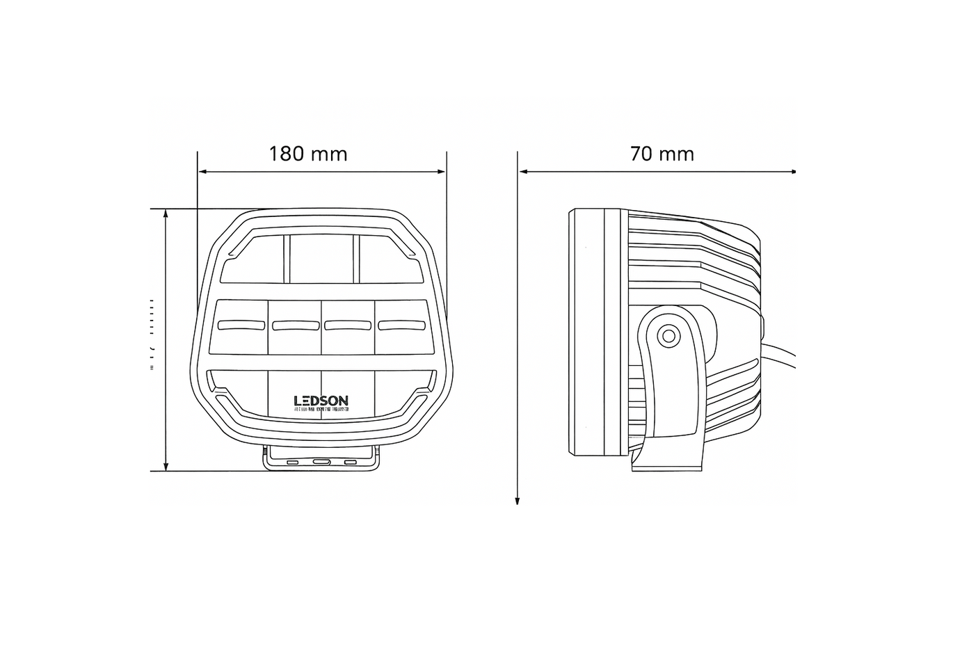 Fjernlys m. markeringlys 7" ( Gul eller Hvid ) - LIGE lysstråle