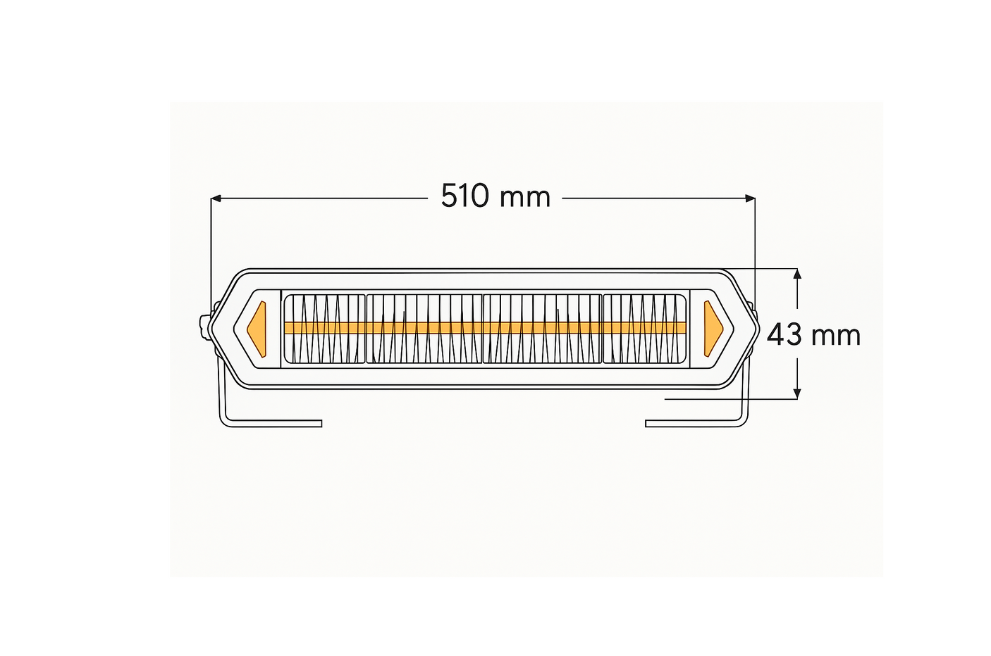 Fjernlys - LIGE LED bar 51cm m. markeringslys GUL eller HVID