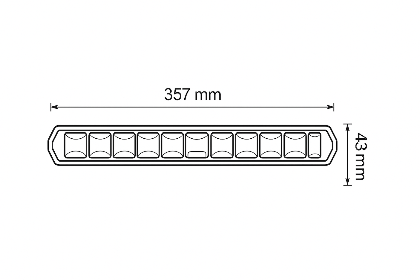 Kombilygte 35,7cm - arbejdslys og baklys m. advarselslys samt markeringslys ( Gul eller Rød )