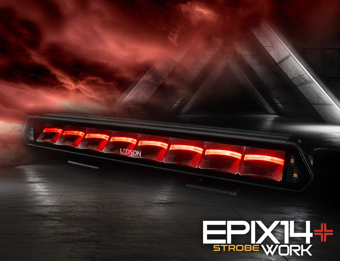 Kombilygte 35,7cm - arbejdslys og baklys m. advarselslys samt markeringslys ( Gul eller Rød )