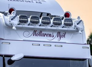 Fjernlys m. advarselsblitz og m. markeringlys 9" ( Gul eller Hvid ) - BRED lysstråle