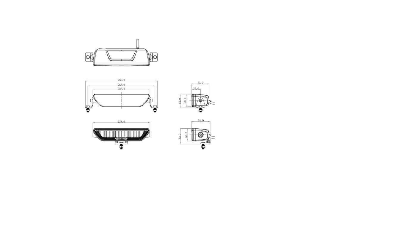 Fjernlys - LIGE LED bar 23cm m. markeringslys