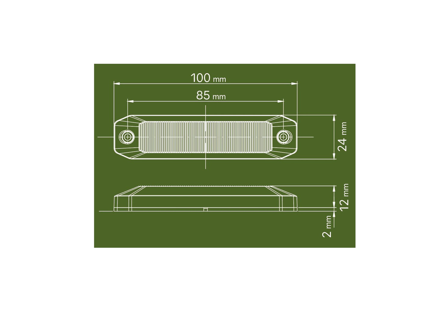 Markeringslys - slim dual color 10cm (Hvid/Gul)