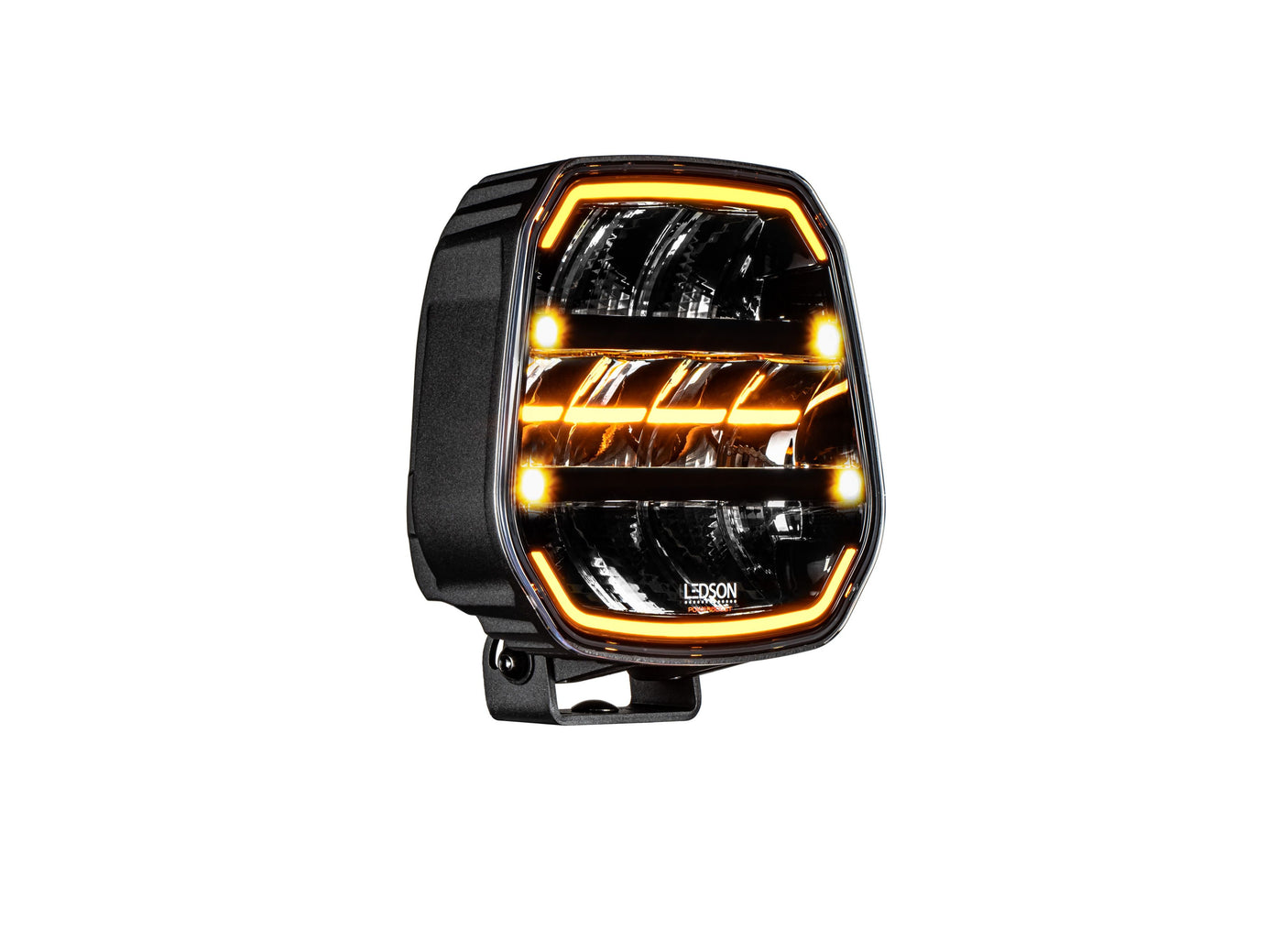 Fjernlys m. advarselsblitz og m. markeringlys 9" ( Gul eller Hvid ) - BRED lysstråle