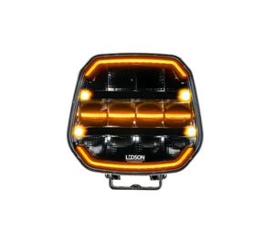 Fjernlys m. advarselsblitz og m. markeringlys 9" ( Gul eller Hvid ) - BRED lysstråle